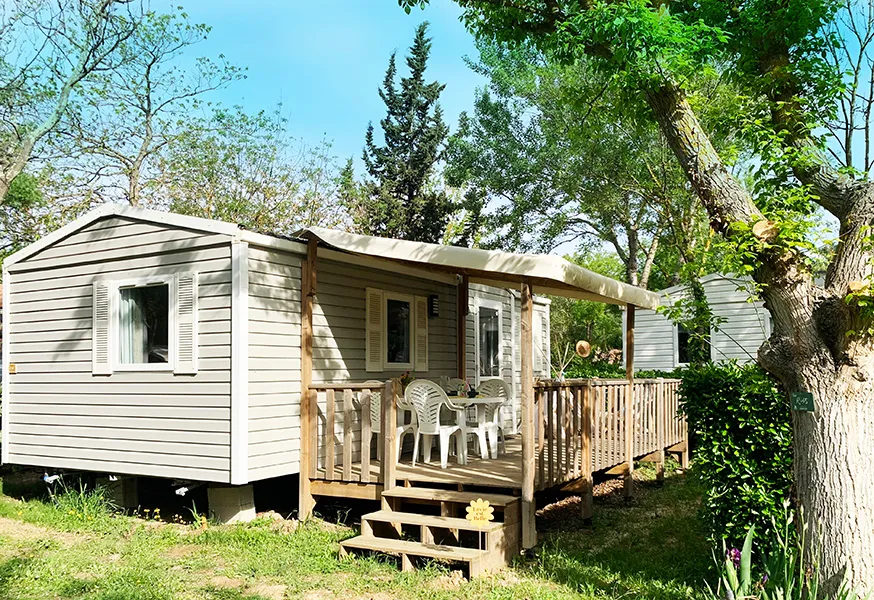 Location - Mobil-Home Welcome 27M² - 2 Chambres - Tv - Climatisation - Terrasse - - Camping Le Val de Cesse