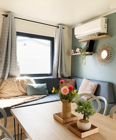 Mobile-home PREMIUM 30m² - 2 bedrooms - TV - dishwasher - air-conditioning - covered terrace -