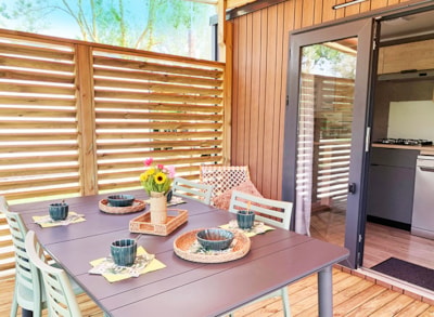 Mobile-home PREMIUM 30m² - 2 bedrooms - TV - dishwasher - air-conditioning - covered terrace -