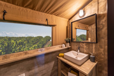 Glamping Lodge PREMIUM 34m² - 2 bedrooms - TV - air conditioning - covered terrace -