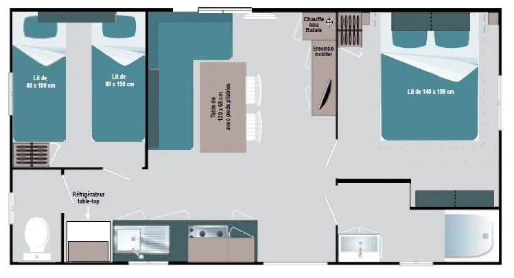 Mobil Home Climatisé 2 Chambres