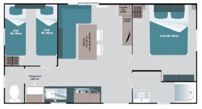 Mobile-home air-conditioned 2 bedrooms