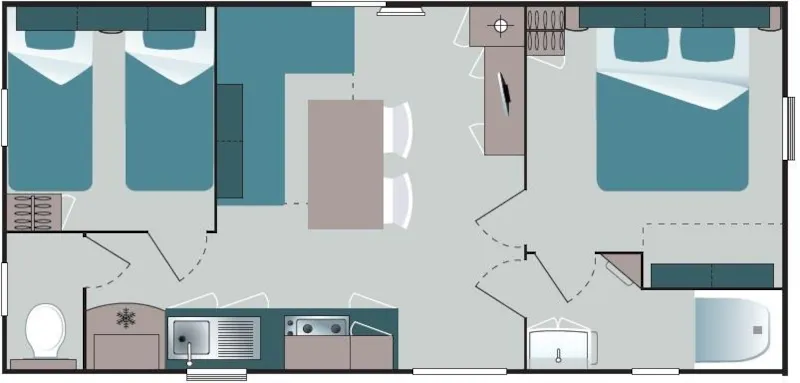 Mobil Home Climatisé 2 Chambres Et Convertible Salon