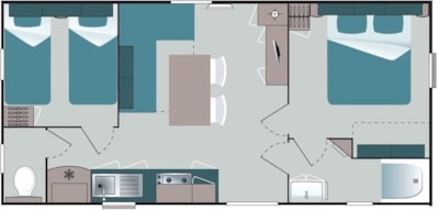 Mobile-home air-conditioned 2 bedrooms