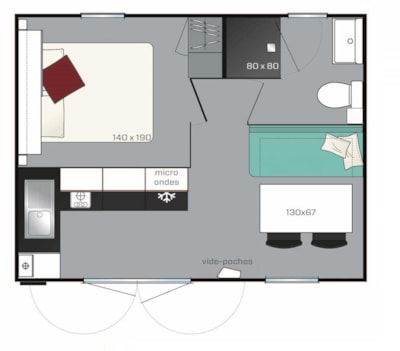 Mobile-home air-conditioned 1 bedroom