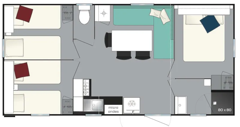 Mobil Home Climatisé 3 Chambres