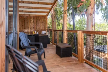 Mietunterkunft - Chalet Ultimate |35M² | A/C + Tv + Wifi | 3 Bedrooms | Terrace - - Camping Marvilla Parks - Le Soleil de la Méditerranée