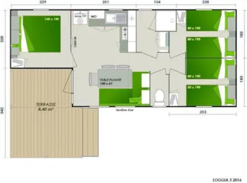 Mietunterkunft - Comfort - 3 Bedrooms - 31M² - Air Conditionning - Camping Marvilla Parks - La Chapelle