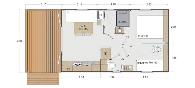 MH Savana Lodge (M) – 2 chambres 24m² (Arrivée Mercredi du 05/07 au 30/08/2023)