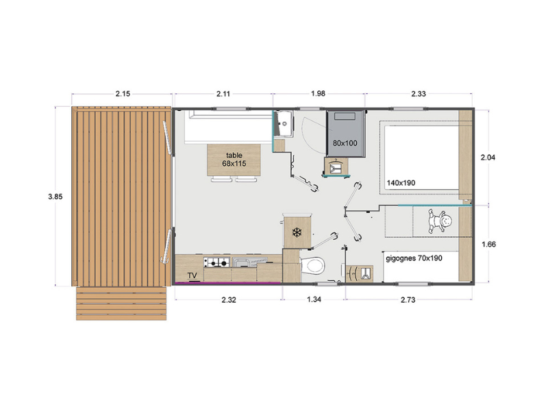 Mobil-home Savana Lodge 2 chambres 24m²