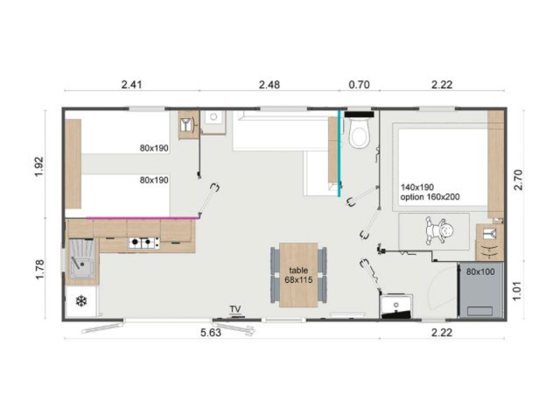 Mobil-home Timoé Lodge 2 chambres 29.5m²