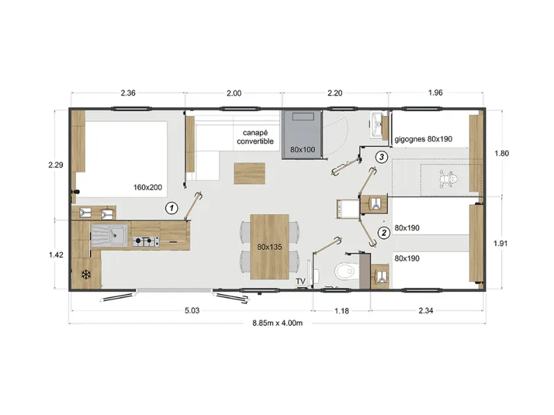 Mobil-Home Riviera Lodge - 3 Chambres - 32M²