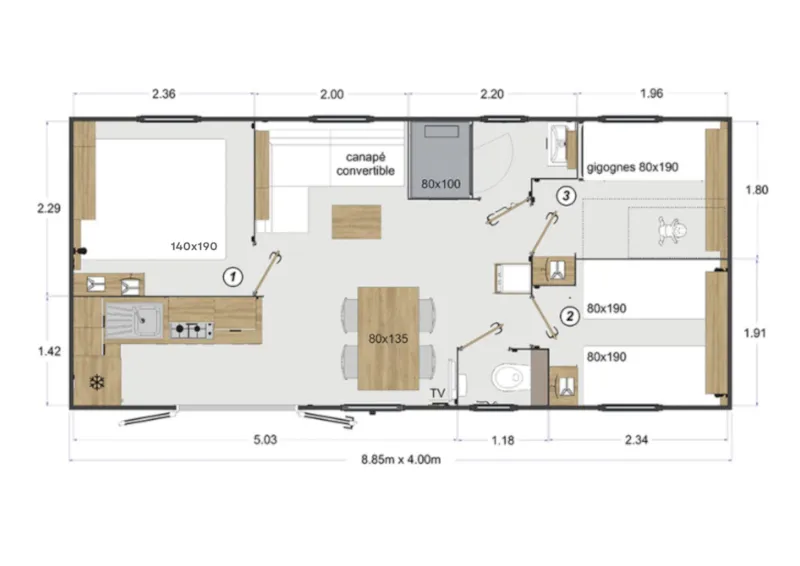 Mobil-Home Riviera Lodge - 3 Chambres - 32M²