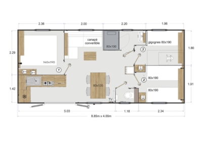 Mobile-home Riviera Lodge 3 bedrooms  32m²