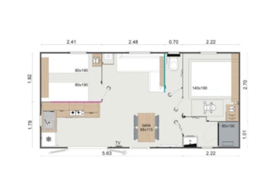Mobile-home Timoé Lodge 2 bedrooms 29.50m²