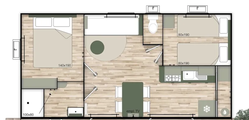 Mobil-Home Trigano Climatisé 2 Chambres