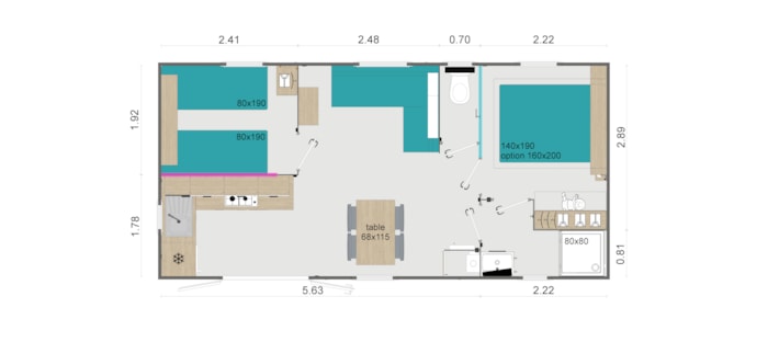 Mobil-Home Luxe Lo77 30M² 2 Chambres 1 Salle De Bain