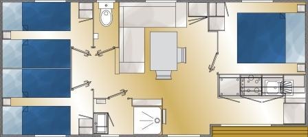 Mobil Home Confort 34M² - 3 Chambres + Terrasse Semi-Couverte 9M²
