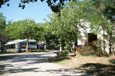 Pitch tent, caravan or motorhome