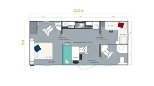 Location - Mobil Home Pmr 2 Chambres - image n°6 - Camping Du Bois De La Dame