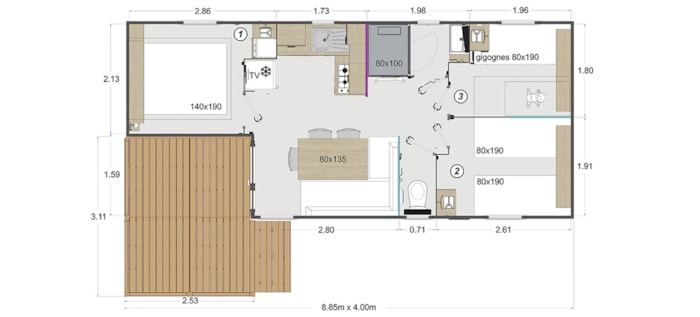 Mobil Home 3 Chambres Cota