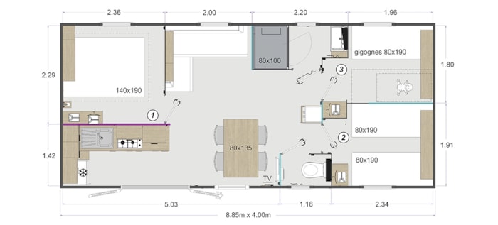 Mobil Home 3 Chambres Familia