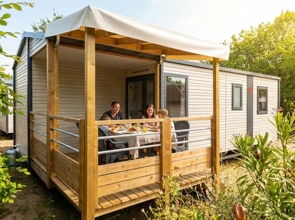 Location - Mobil Home 3 Chambres Cota - Camping Les Rives du lac Cantalès