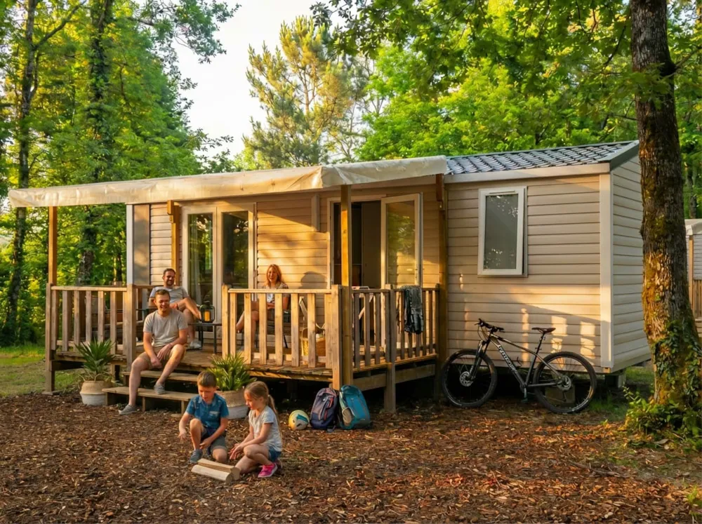 Location - Mobil Home 2 Chambres Riviera - Camping Les Rives du lac Cantalès