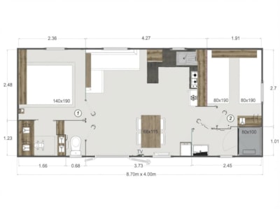 Mobile-home 2 bedrooms Conforta