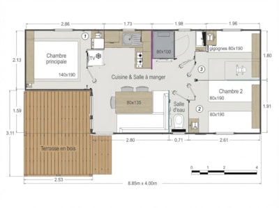 Mobile-home 3 bedrooms Cota