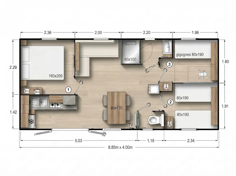 Mobil Home 3 Chambres Familia