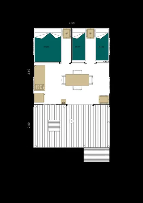 Location - Tente Jungle Lodge 2 Chambres (Sans Sanitaires). Arrivée 16H Départ 10H. Max - image n°6 - Camping Bois & Toilés