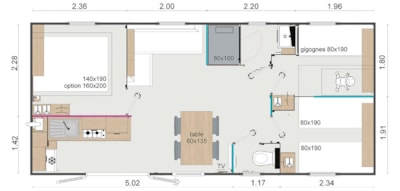 Mobile-home SAINT-JULIEN air-conditioned 3 bedrooms SUN - SUN
