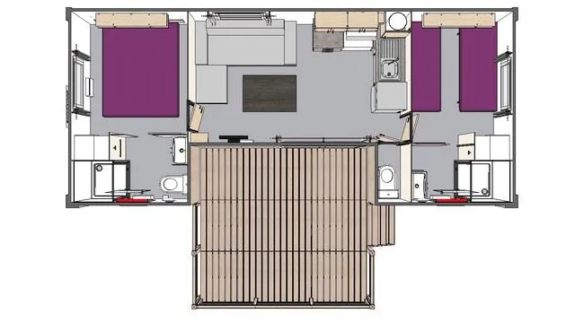 Mobil-Home Pauillac 2 Chambres 2Sdb 2Wc Dim - Dim
