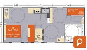 Mobile-home "PMR" 2 Bedrooms / adapted to the people with reduced mobility