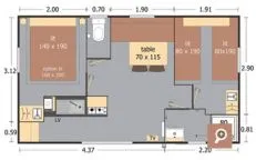 Mietunterkunft - Mobilheim Saint-Julien 2 Schlafzimmer - Camping Le Paradis
