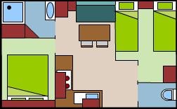 Mobilhome Confort VENUS 22m² - 2 bedrooms + Half-covered terrace 9m²