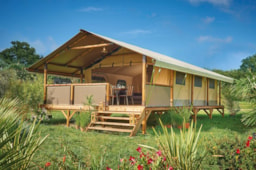 Location - Tente Lodge Vintage - 34.50M² (2 Chambres) + Terrasse - Sans Sanitaires - 2019 - Camping VERTE VALLEE