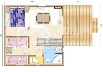 Chalet CONFORT Monia 27 m² (2 Bedrooms) + sheltered terrace 10m²+ air conditioning