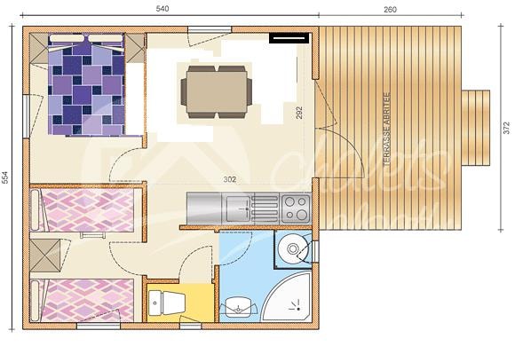 Chalet Confort  Monia 27 M² (2 Chambres) + Terrasse Couverte De 10M² + Clim Réversible