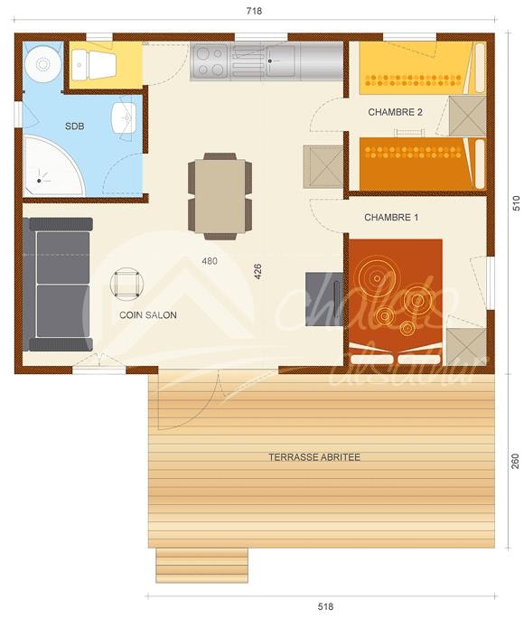 Chalet Savania Premium10 34M² (2 Chambres) + Terrasse De 13M²+Clim Réversible