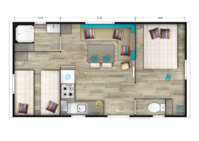 Mobile home Ibiza Confort  26m² (2 Bedrooms) + 18 m² semi-covered terrace (new!)