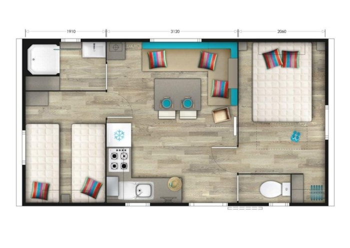 Mobil Home Ibiza Confort 26M² (2 Chambres) + Terrasse Non Couverte De 18 M²