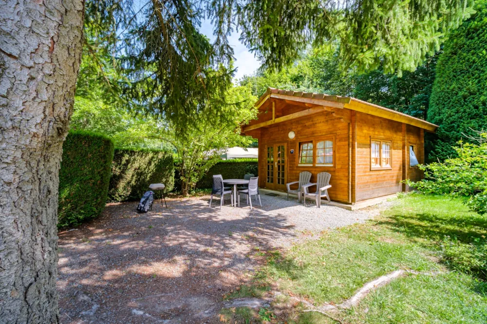Location - Chalet Confort Alpina 1 28 M² (1 Chambre + 1 Chambre Mezzanine) + Poële À Bois(011) - Flower Camping du Lac de la Seigneurie