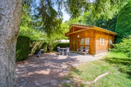 Mietunterkunft - Chalet  Confort Alpina 1 28 M² (1 Zimmer + 1 Zimmer Zwischengeschoss ) + Holzofen - Flower Camping du Lac de la Seigneurie