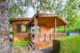 Mietunterkunft - Chalet Sequoia Premium 34 M² (2 Zimmer) +  Doppelte Terrasse 13 M² + Klima - Flower Camping du Lac de la Seigneurie