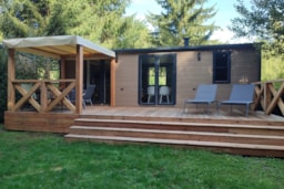 Mietunterkunft - Cottage Ohara Côté Jardin Premium 30M² - 2 Schlafzimmer + Halbüberdachte Terrasse + Klimaanlage - Flower Camping du Lac de la Seigneurie