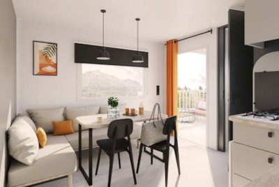 NEW// Mobil-Home Loggia Confort 32m² - sleeps 4 + Integrated covered terrace + TV+ big bed160