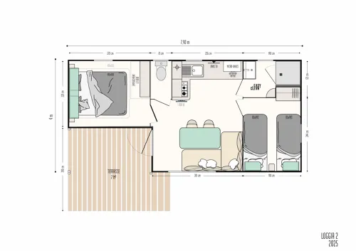 New// Mobil-Home Loggia Confort 32M² - 4 Personnes + Terrasse Intégrée  Couverte + Tv+ Lit160