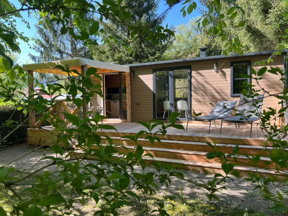Location - Cottage Ohara Côté Jardin Premium - 30M²-2 Chambres -Terrasse Semi Couv- Vue Sur La Forêt- Lv - Flower Camping du Lac de la Seigneurie